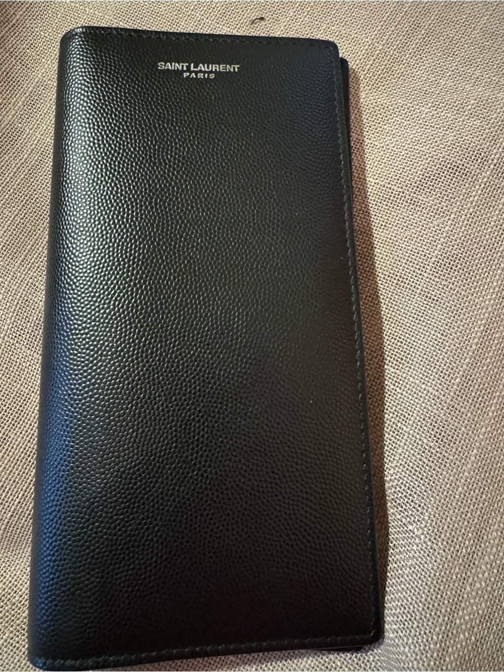 Saint Laurent Black Long Pebbled Leather Wallet